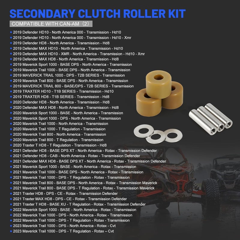 loosoo 420629192 Secondary Clutch Roller Kit & Roller Pin Extractor Removal Tool Compatible with 2015-2023 Can-Am Maverick/Defender/Traxter X3 HD8 HD10 XMR XTP DPS TURBO Transmission Driven Pulley - Image 3